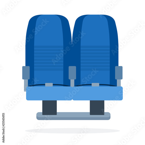 Dual seats aircraft vector flat material design isolated object on white background.