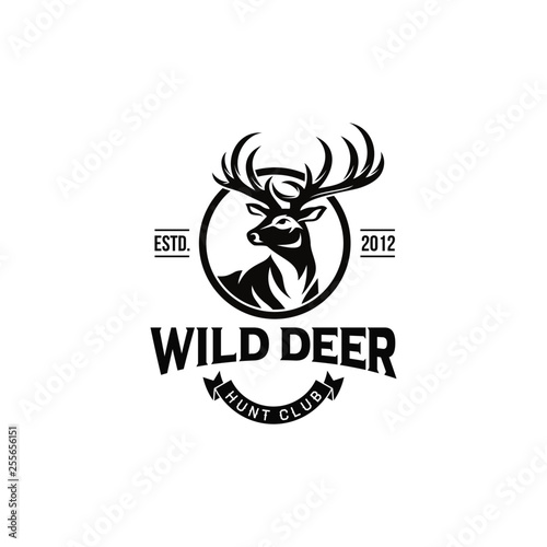 Vintage deer hunter logo design