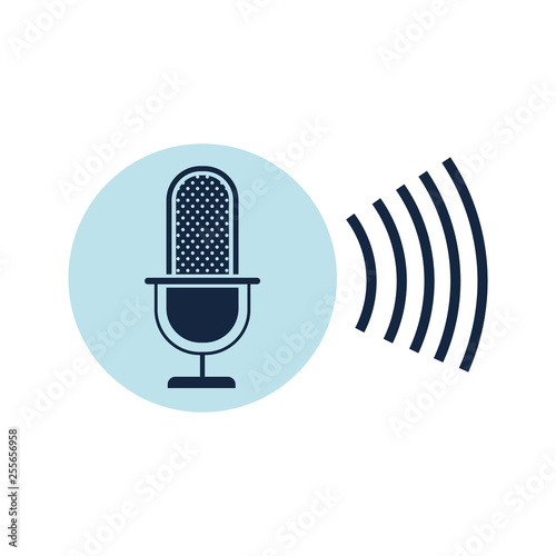 microphone with sound wave isolated icon