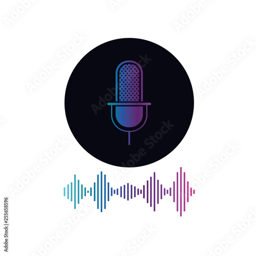 microphone with sound wave isolated icon