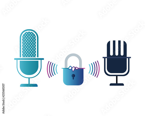 microphone with sound wave isolated icon