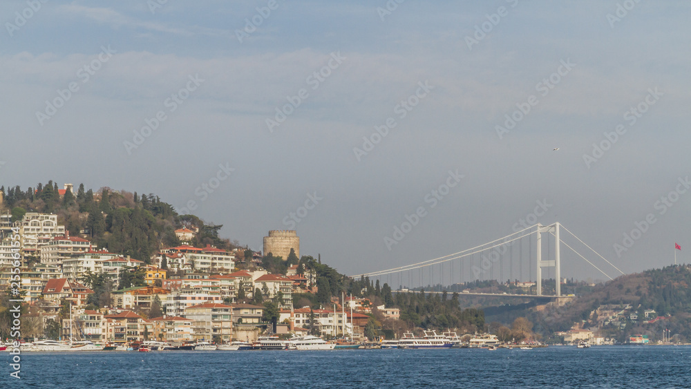 Fototapeta premium Bosphorus Strait and houses on hills in Istanbul, Turkey