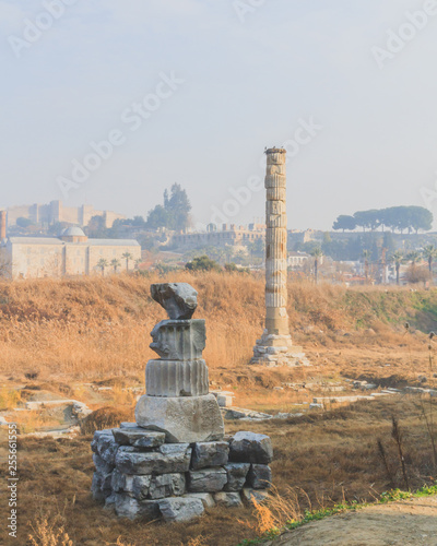 Ruins of Temple of Artemis, one of the Seven Wonders of the Ancient World, near Selçuk, Turkey