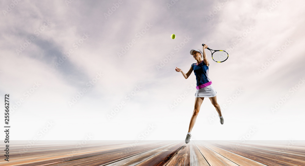 Big tennis player. Mixed media