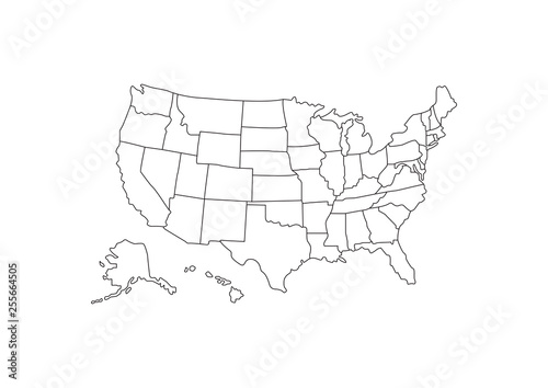 Blank outline detail United States of America Map