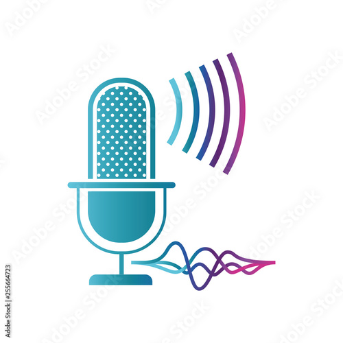 microphone with sound wave isolated icon