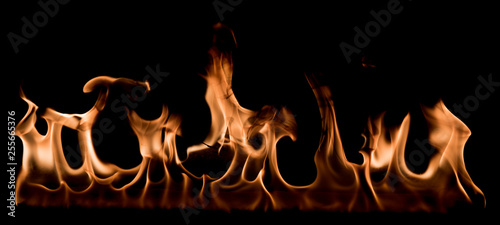 Fire and flame texture isolated on black background