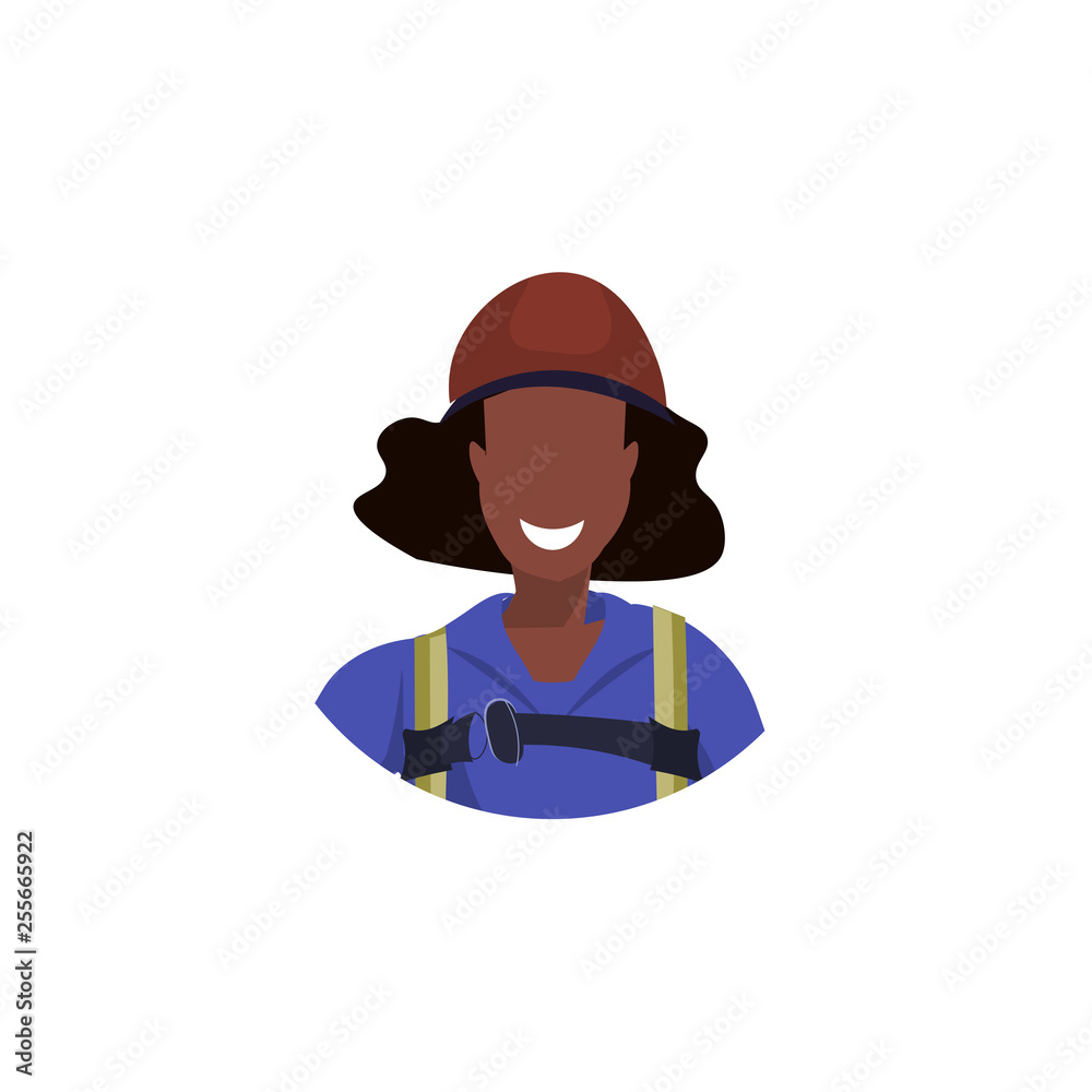 african american woman face avatar industrial climber in uniform professional occupation concept female cartoon character portrait flat white background