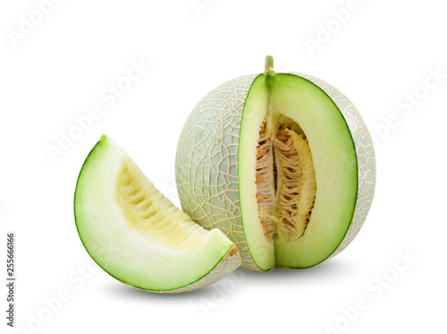 cantaloupe melon isolated on white background . full depth of fieid