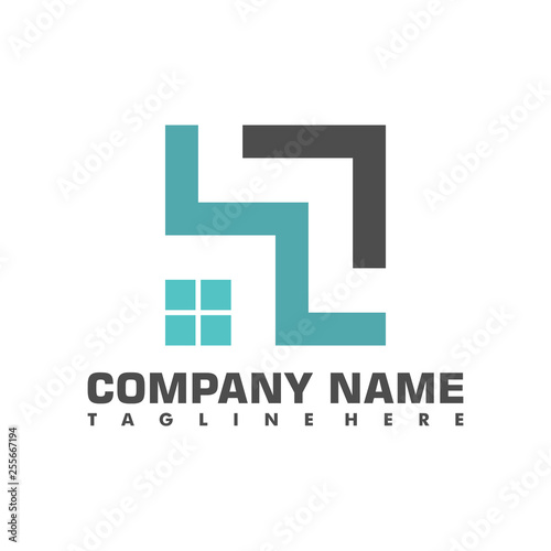 real estate simple letter H flat monochrome architecture logo