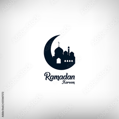 Ramadan kareem background, illustration with mosque dome and crescent, moon, EPS 10 - vector