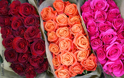 Fototapeta Naklejka Na Ścianę i Meble -  bouquets of rose flowers with different color