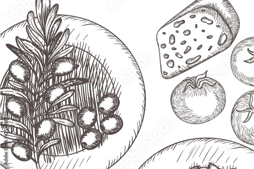 pattern of delicious italian food