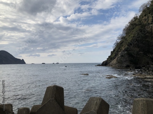 Japan Hyougo Toyooka city Takeno seaside Yodonodoumon sea cave  drone shot photo