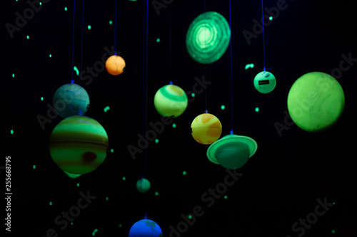 colorful planetarium with planets  moons and stars