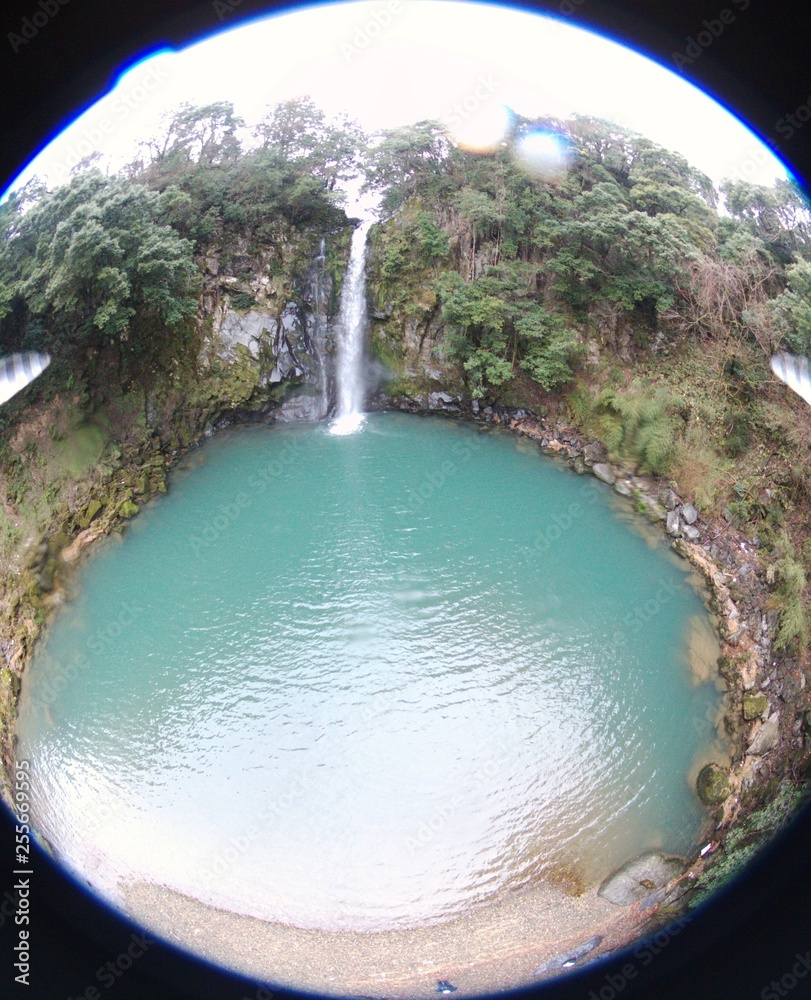 Japan Hyougo Toyooka city Hidaka town waterfall Hattannnotaki  drone shot