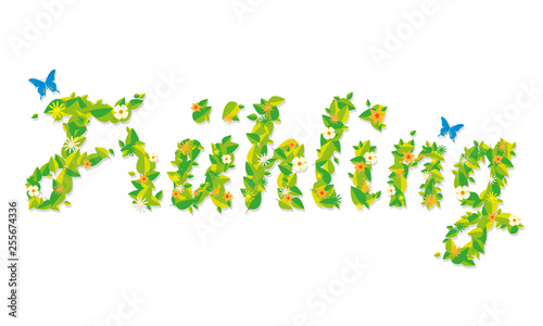 Jahreszeiten: Frühling in floralen Buchstaben