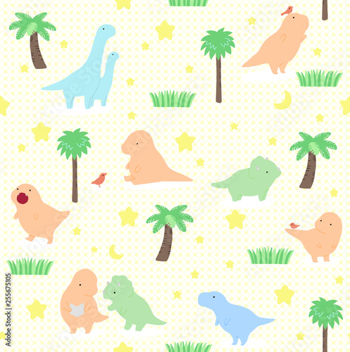 Cute dinosaur illustration pattern