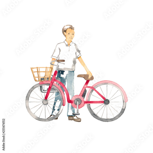 自転車でおでかけ、男性1人