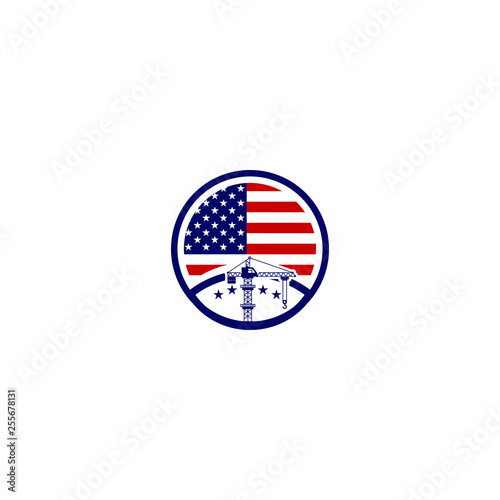 american contractor logo template vector illustration icon element isolated