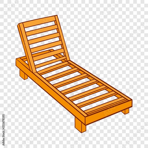Wooden chaise lounge icon in cartoon style isolated on background for any web design 