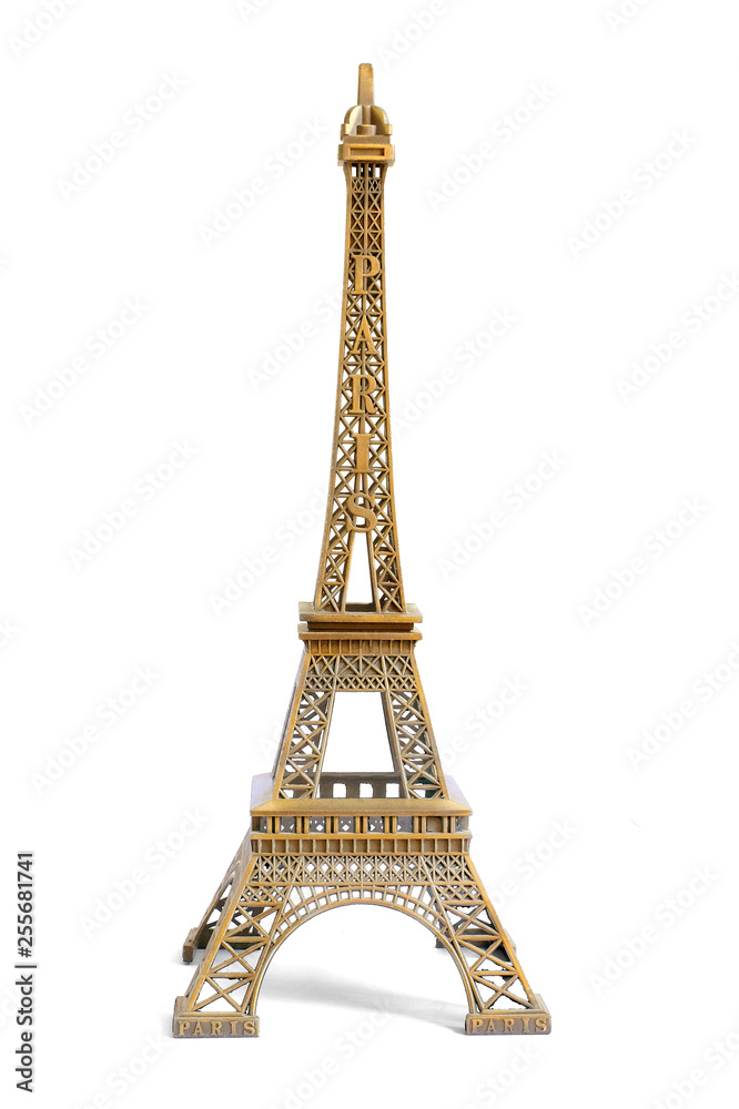 Eiffel Tower golden isolated on a white background. This has clipping path