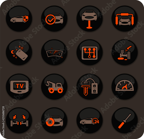 Car shop icons set