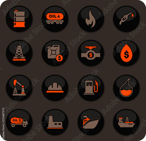 Extraction of oil icons set