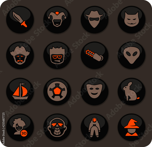 Genres of cinema icons set