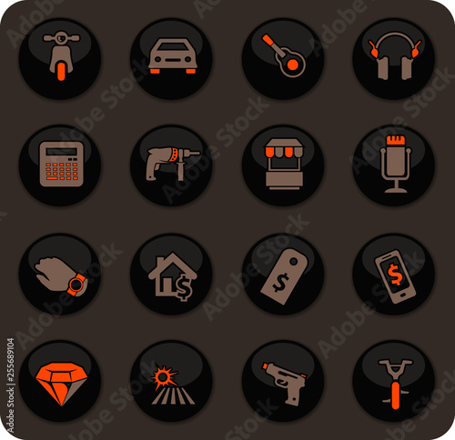 Pawnshop icons set