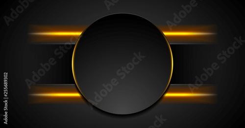 Black tech background with glowing fiery light