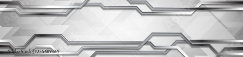 Grey metallic circuit board abstract technology banner design