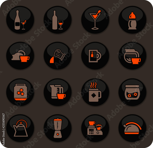 Utensils for the preparation of beverages icons