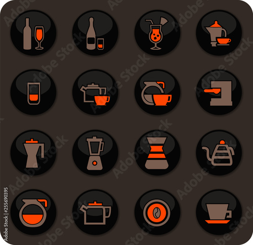 Utensils for the preparation of beverages icons