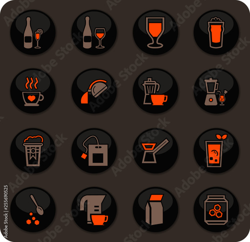 Utensils for the preparation of beverages icons