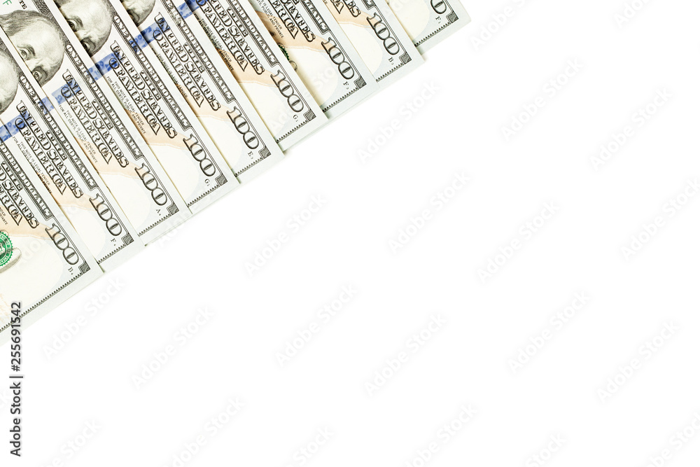 100 dollar bills border isolated on white background 100 dollar bills border isolated on white background