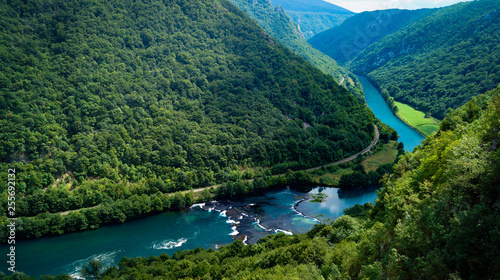View on una river at Lohovo. Una National Park, Bosnia photo