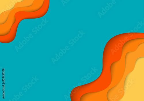 Colorful Cover or Flyer Template with Abstract Paper Cut Layers - Graphic Bac...