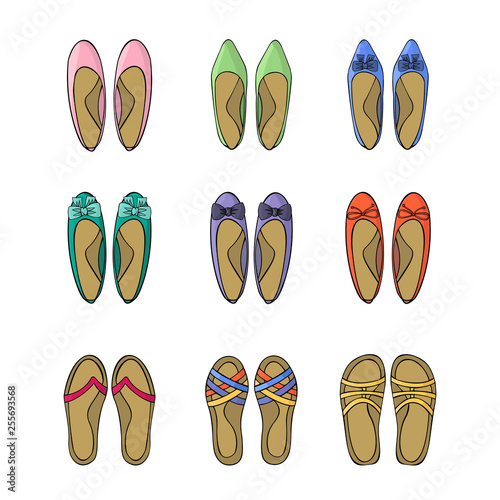 Woman shoes icons set.