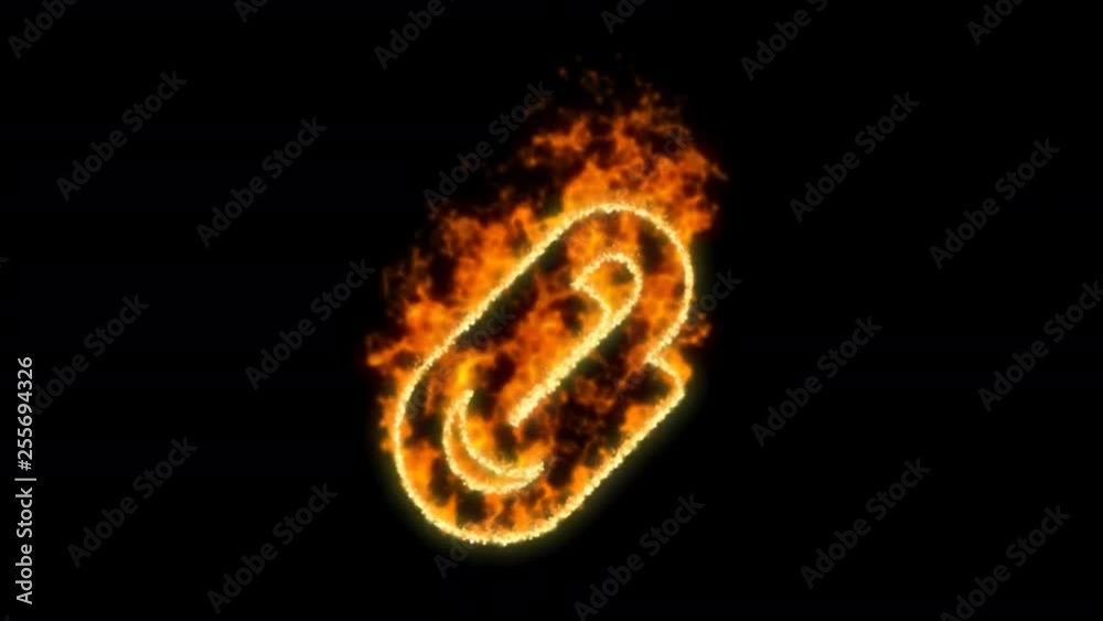paperclip symbol inflames. Then disappears. In - Out loop. Alpha channel Premultiplied - Matted with color black paperclip symbol inflames. Then disappears. In - Out loop. Alpha channel Premultiplied - Matted with color black