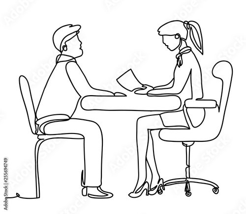 Credit. A bank gives out a loan in dollars. Businessman gets a bank loan. Professional vector illustration isolated on white background. Continuous line drawing. Vector, drawing by lines