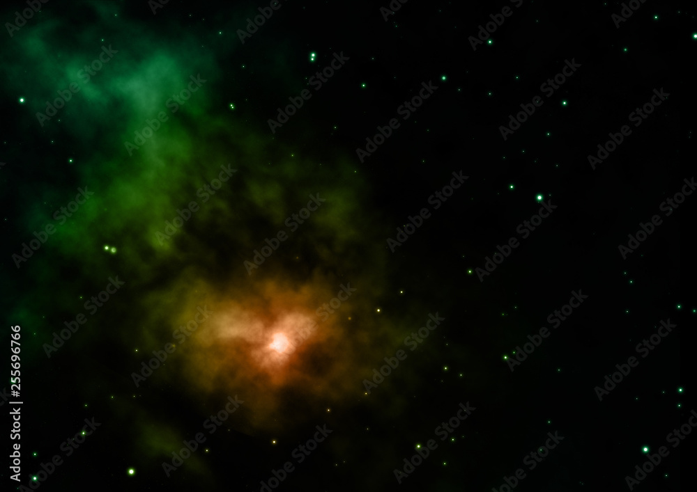 Being shone nebula and star field. 3D rendering Being shone nebula and star field. 3D rendering