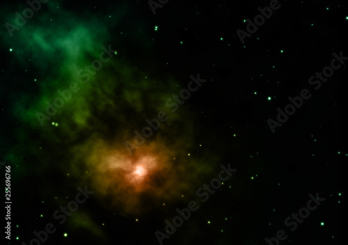 Being shone nebula and star field. 3D rendering