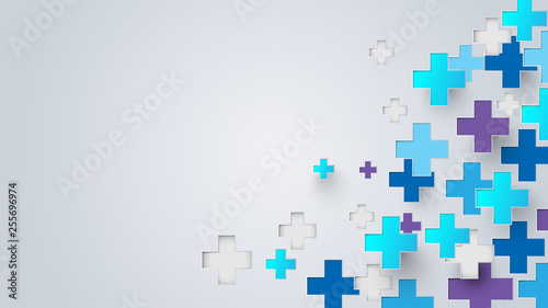 Abstract blue and purple Medical crosses sign background