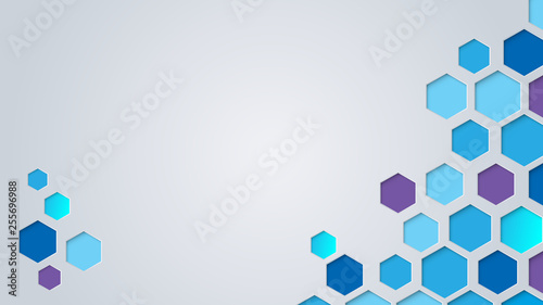 Abstract cutting paper hexagons background