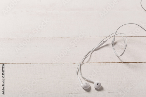 White headphones on a white background
