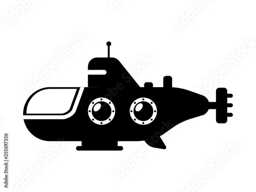 Set of submarine vector sea pigboat or marine sailboat underwater and ship transport in deep ocean illustration nautical of shipping boat with periscop undersea transportation isolated on background
