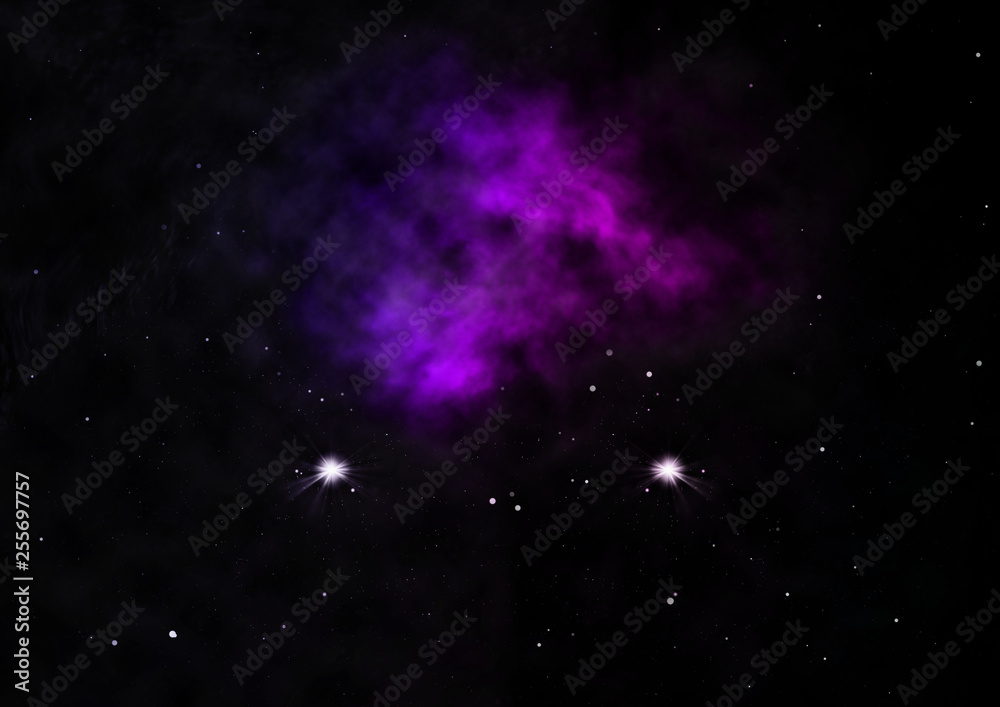 Star field in space and a nebulae. 3D rendering Star field in space and a nebulae. 3D rendering
