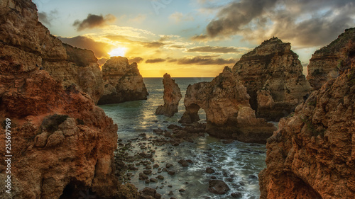 Ponta da Piedade (Portuguese for "Piety's Point") is a group of rock formations along the coastline of the town of Lagos, in the Portuguese region of the Algarve.