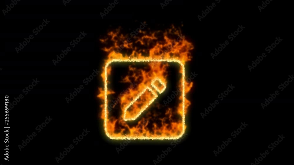 pen square symbol inflames. Then disappears. In - Out loop. Alpha channel Premultiplied - Matted with color black pen square symbol inflames. Then disappears. In - Out loop. Alpha channel Premultiplied - Matted with color black